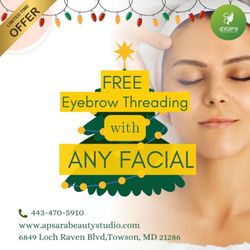 Apsara Threading & Beauty Studio - This December, enjoy a FREE Eyebrow Threading with any facial service! Treat yourself to a fresh look this holiday season.