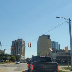 Cruising on Cass Ave through Downtown Mount Clemens near three buildings. 9/9/2022