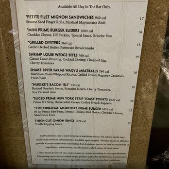 Morton's The Steakhouse - The Bar menu - Steakhouses Near Me - Honolulu, Hawaii Morton's The Steakhouse - The Bar menu - Steakhouses Near Me - Honolulu, Hawaii