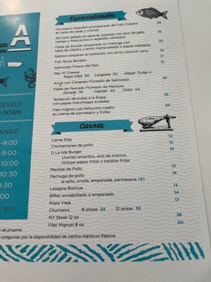 Menu photo 5 D' La Isla San Juan, PR