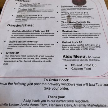 Second State Brewing - Food menu - Breweries Near Me - Cedar Falls, Iowa