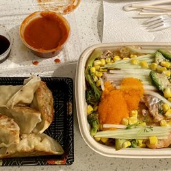 Iron chef 2 - Hibachi salmon and Gyoza - gyoza was good the salmon bowl not so much