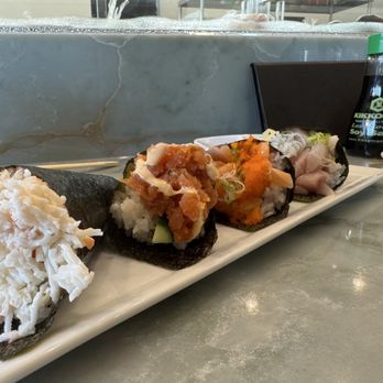 Happy Sushi - Hand rolls. My favorite was the spice on the spicy tuna. My husband favorite was the truffle yellow tail. - Japanese Near Me - Chino Hills, California
