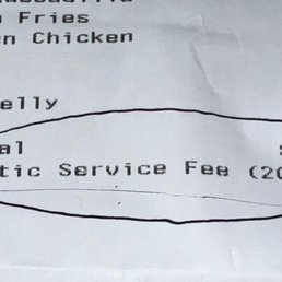 You pay a 20% tip whether you like it or not. You pay a 20% tip whether you like it or not.