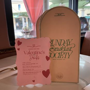 Sunday Breakfast Society - Valentines Drink Menu - Breakfast & Brunch Near Me - Chula Vista, California
