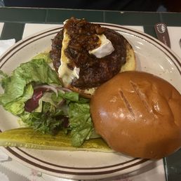 Hamburger with Brie and bacon jelly. Hamburger with Brie and bacon jelly.