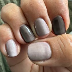 Envy Nails - Fall colors.. taupe and brown with cat-eye on top. Photo doesn't do justice.. it's beautiful