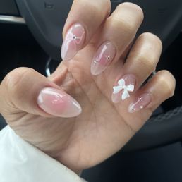 A soft girlie Gel X set for Valentines Day