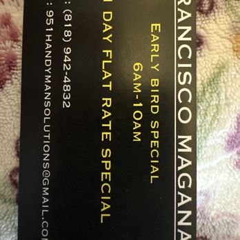 Local Handyman Solutions - His business card he left me - Plumbing Near Me