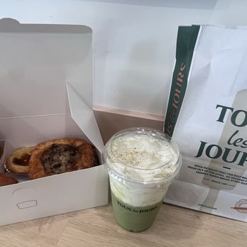 Tous Les Jours - Variety of sweet and savory pastries plus an iced pistachio cloud matcha- delicious - Desserts Near Me - Pleasant Hill, California Tous Les Jours - Variety of sweet and savory pastries plus an iced pistachio cloud matcha- delicious - Desserts Near Me - Pleasant Hill, California