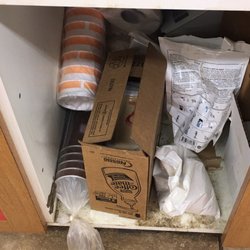 Allsup's Convenience Stores - Disgusting cabinet with items just thrown in and the door is no longer there.