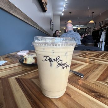 Grounded - iced decaf brown sugar latte - Cafes Near Me - Geneva, New York