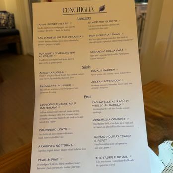 Conchiglia - Menu - Italian Near Me - Key West, Florida