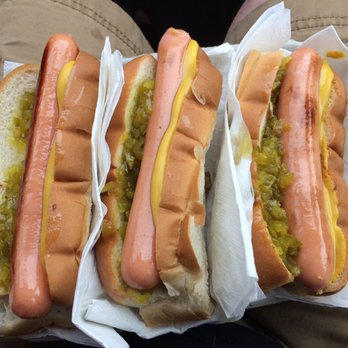Mainly Dawgs - three hot dogs with mustard and relish - Hot Dogs Near Me - West Wareham, Massachusetts Mainly Dawgs - three hot dogs with mustard and relish - Hot Dogs Near Me - West Wareham, Massachusetts