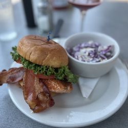 Upland Brewing - Carmel - Blackened Salmon BLT with a side of blue cheese slaw.