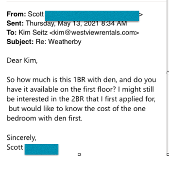 Westview Real Estate - Responding to Kim when she write sharing about 1 bedroom, but doesn't include pricing. - Property Management Near Me - Bellingham, Washington Westview Real Estate - Responding to Kim when she write sharing about 1 bedroom, but doesn't include pricing. - Property Management Near Me - Bellingham, Washington