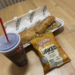 Spicy Cajun chicken sub, chips, fountain soda! Spicy Cajun chicken sub, chips, fountain soda!
