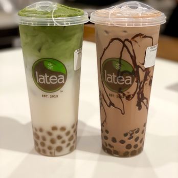 Latea Bubble Tea - Matcha Latte w/ Longan Honey Boba (Large - $6.75) Tiramisu Milk Tea w/ Brown Sugar Boba (Large - $6.75) - Desserts Near Me - Culver City, California Latea Bubble Tea - Matcha Latte w/ Longan Honey Boba (Large - $6.75) Tiramisu Milk Tea w/ Brown Sugar Boba (Large - $6.75) - Desserts Near Me - Culver City, California