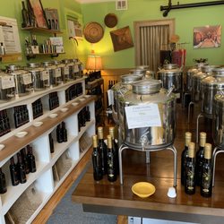 Inside of store - you can taste test many different vinegars and olive oils