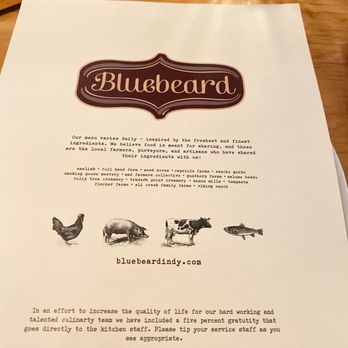 Bluebeard - Menu - New American Near Me - Indianapolis, Indiana