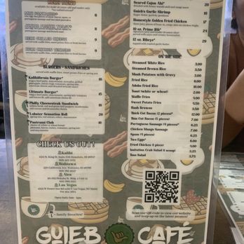 Guieb Cafe - Other side of menu - New American Near Me - Aiea, Hawaii