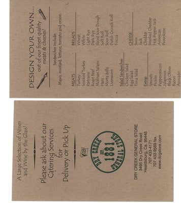 Menu photo 7 Dry Creek General Store Healdsburg, CA
