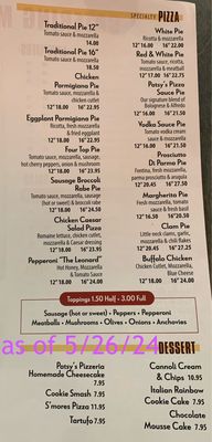 Menu photo 3 Patsy's Pizzeria Whitestone, NY Menu photo 3 Patsy's Pizzeria Whitestone, NY