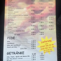 Gerlenhofens Pizzaservice - Speisekarte