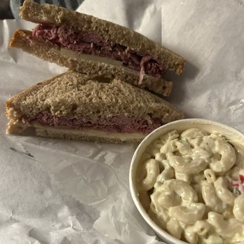 First Carolina Delicatessen - Roast beef on whole wheat with provolone and macaroni salad - Delis Near Me - Greensboro, North Carolina First Carolina Delicatessen - Roast beef on whole wheat with provolone and macaroni salad - Delis Near Me - Greensboro, North Carolina