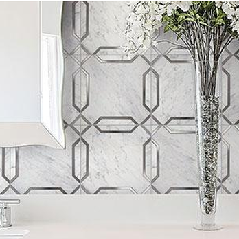 Residential Design Services formerly Designer Showroom of Texas - A beautiful mix of White Marble and Metal, make an eye catching backsplash! - Carpeting Near Me - Austin, Texas
