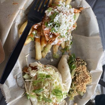 Hot Asian Buns - Bao Combo Pork Belly Confit and Korean Fried Chicken (spicy) - Asian Fusion Near Me - Sanford, Florida Hot Asian Buns - Bao Combo Pork Belly Confit and Korean Fried Chicken (spicy) - Asian Fusion Near Me - Sanford, Florida