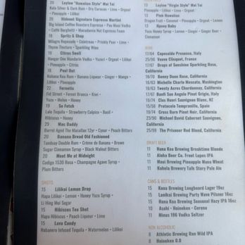 Hideout - Drink menu, Feb 3, 2026 - Bars Near Me - Honolulu, Hawaii