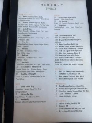 Menu photo 4 Hideout Honolulu, HI