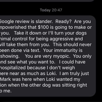 Tails A Wag Inn - Txt msg from the business after the initial review was posted. - Pet Boarding Near Me - Anaheim, California