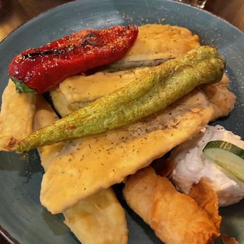 ROULA - Fried zucchini & eggplant, with roasted peppers. - Greek Near Me - Dachau, BY ROULA - Fried zucchini & eggplant, with roasted peppers. - Greek Near Me - Dachau, BY