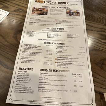Cracker Barrel Old Country Store - 2024 Thanksgiving Day Menu Lunch and Dinner Menu - Southern Near Me - Reno, Nevada