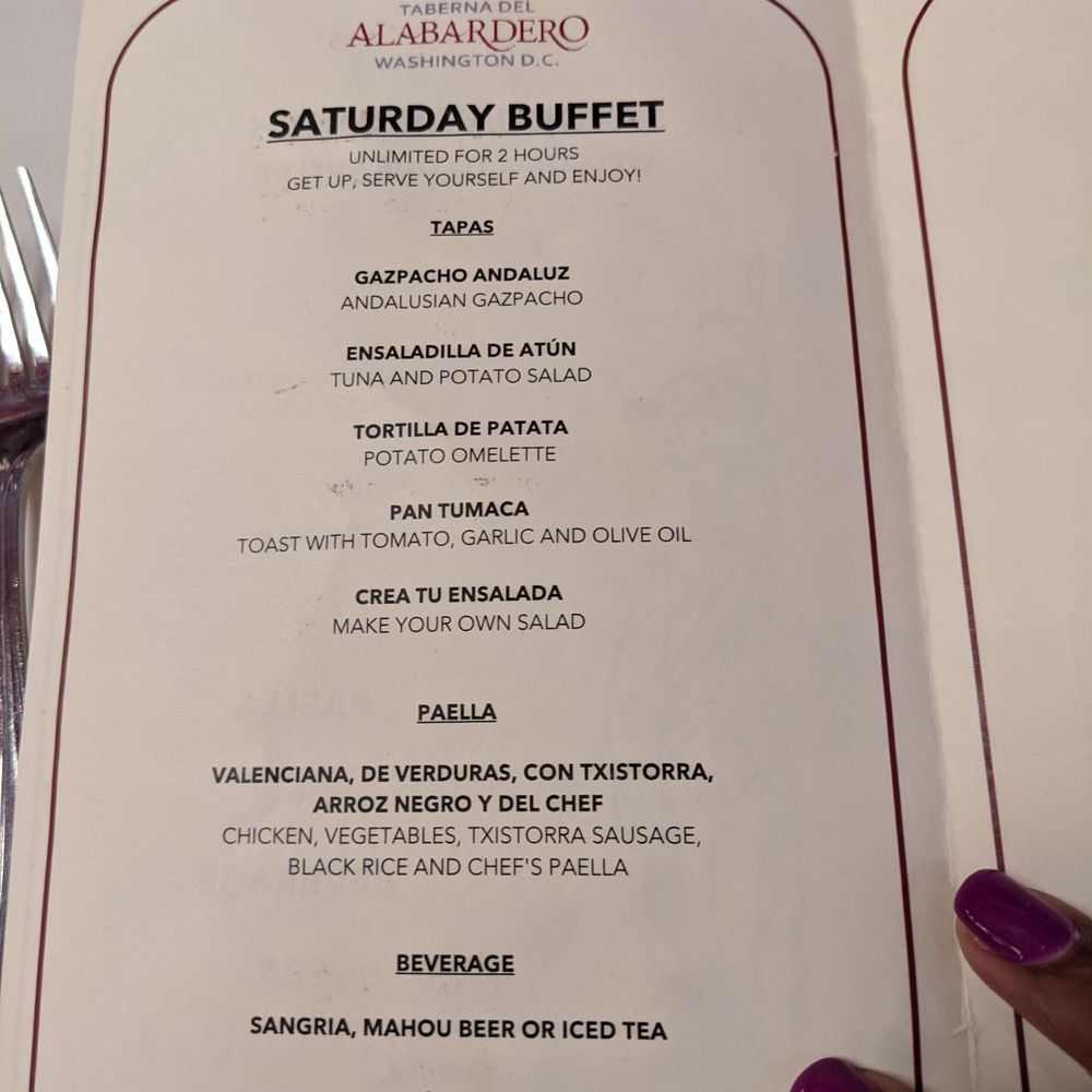 Taberna del Alabardero - Brunch menu - Spanish Near Me - Washington, DC, District of Columbia