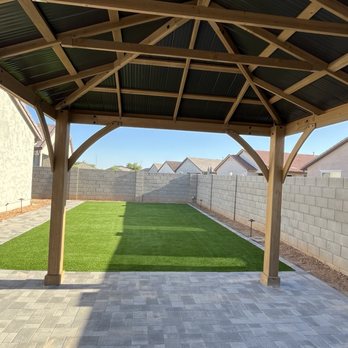 Arizona Hardscapes - Large pad area, turf, & gazebo. - Patio Coverings Near Me - Phoenix, Arizona