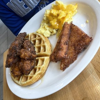 Big Bad Breakfast - Memphis - Chicken & waffles with hashbrown and eggs on the side - New American Near Me - Memphis, Tennessee Big Bad Breakfast - Memphis - Chicken & waffles with hashbrown and eggs on the side - New American Near Me - Memphis, Tennessee