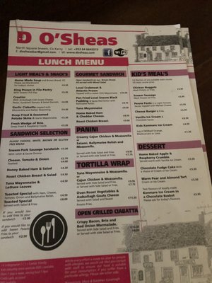 Menu photo 2 D O'Shea's Bar Sneem, KY