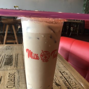 Milk Tea Cafe - Earl gray milk tea with tapioca pearls and lychee jelly (75% sweet) - Taiwanese Near Me - Kissimmee, Florida