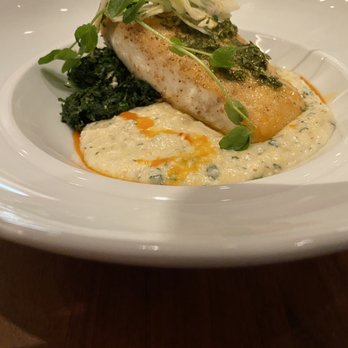 Bargello - Halibut with polenta and greens. - Mediterranean Near Me - Asheville, North Carolina