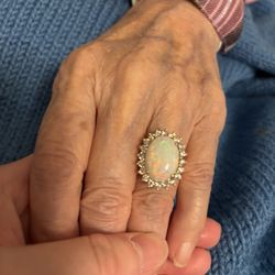 Diamond and Opal ring
