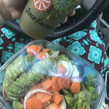 Juice Factory - Garden bowl (romaine, avocado, carrots, cucumber, onion) and Sweet Greens juice (kale, spinach, apple, celery, lemon, pineapple). - Juice Bars & Smoothies Near Me - Kennesaw, Georgia