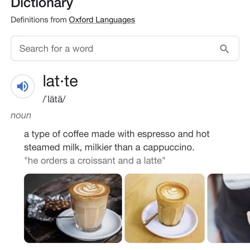 Oxford definition of what a latte is = legal problems for aroma Oxford definition of what a latte is = legal problems for aroma