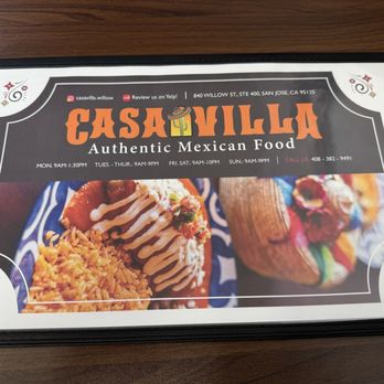 Casa Villa - Menu - Mexican Near Me - San Jose, California Casa Villa - Menu - Mexican Near Me - San Jose, California
