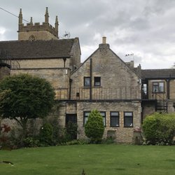Stow Lodge Hotel - Back lawn and back side of Stow Lodge in Stow on the Wold, Cotswolds, England (the main building formerly was a church Rectory)
