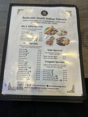 Menu photo 1 Charminar Express Temecula, CA