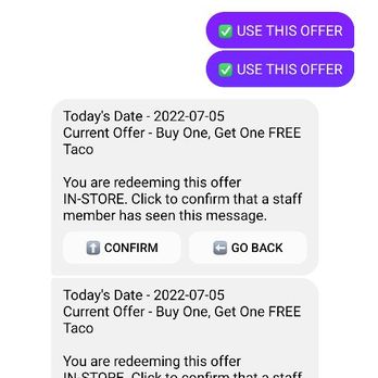 La Santisima - Message screenshot showing what a used coupon looks like - Mexican Near Me - Phoenix, Arizona