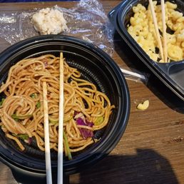 Spicy Koren noodles and cheesy Mac n cheese
